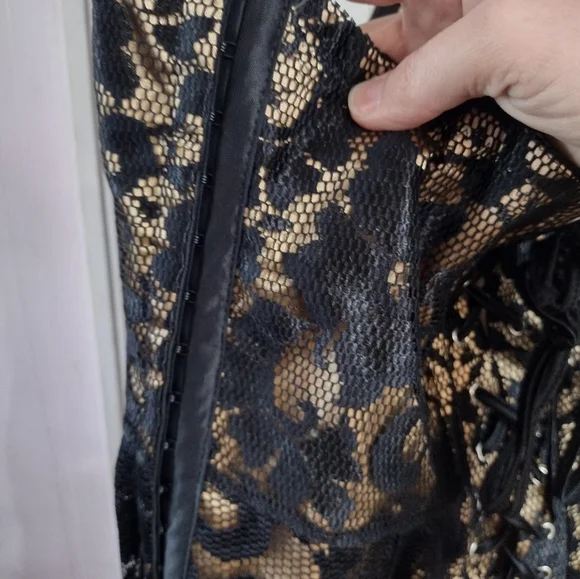 Frederick's of Hollywood Slip Dress Women Large Black Lingerie Floral Lace Mini - Picture 7 of 11